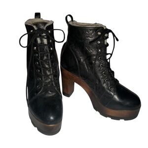 Black Leather Kelsi Dagger Brooklyn Farren Vintage Women's Boots Size 8.5